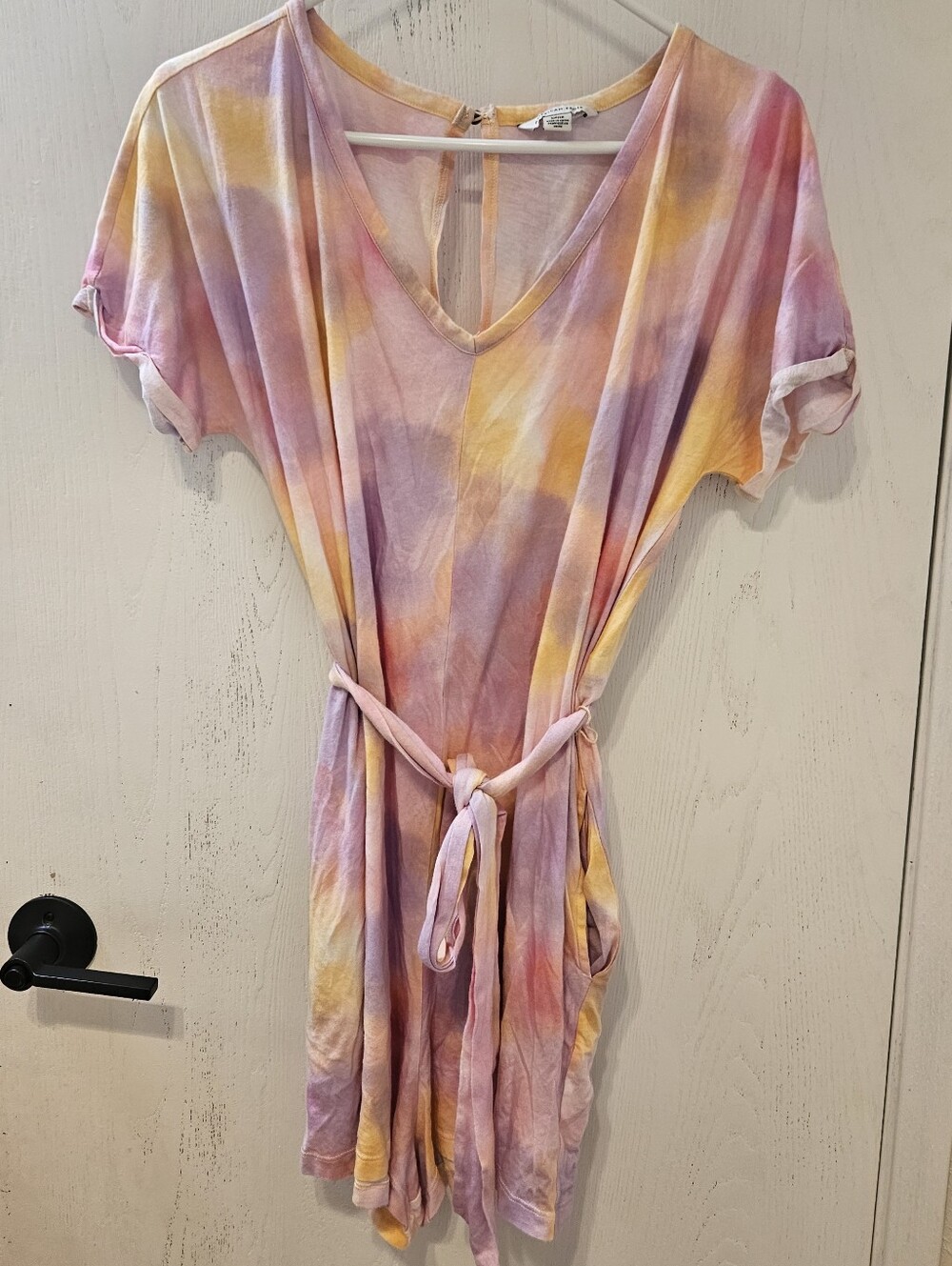 American Eagle Tie-Dye Short Sleeve  Romper With Pockets